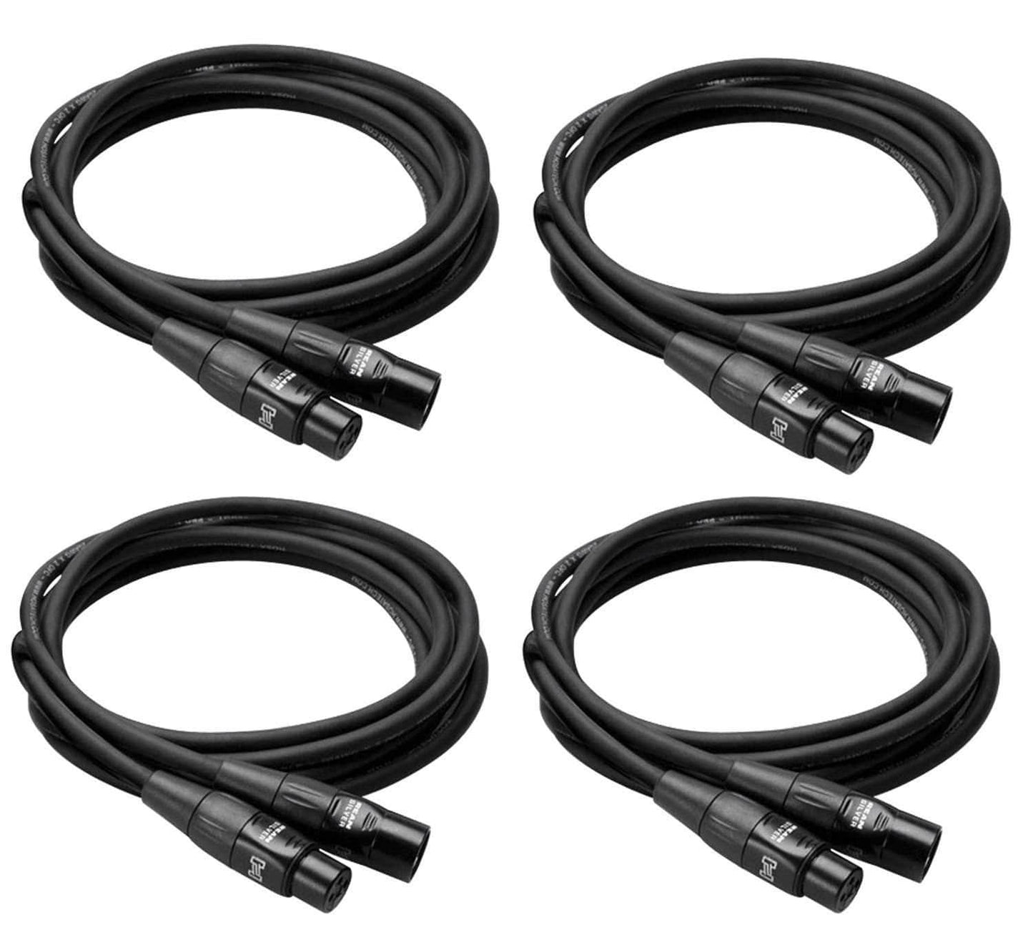 25ft Pro Grade XLR Microphone Cable - 4 Pack