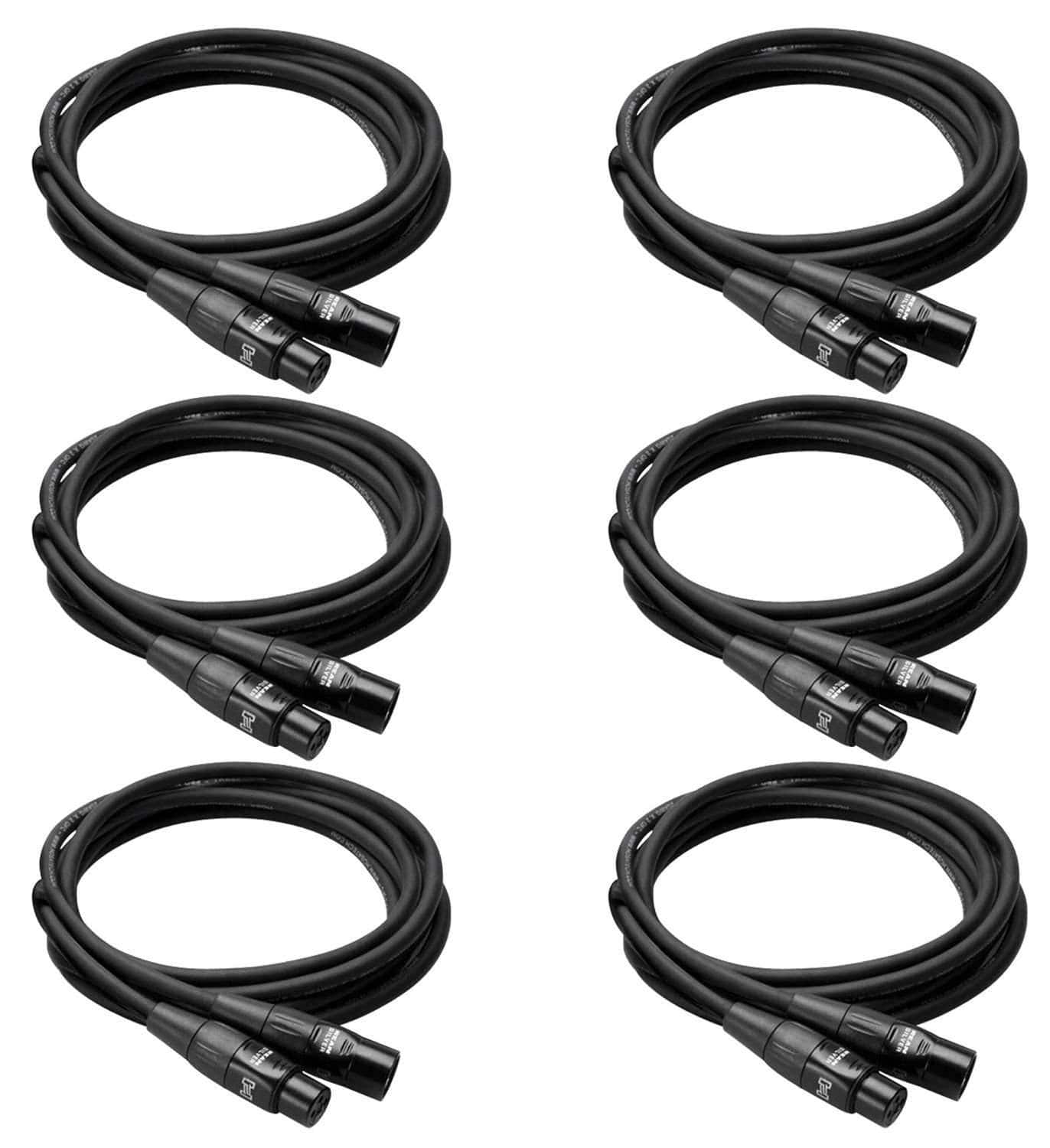 25ft Pro Grade XLR Microphone Cable - 6 Pack