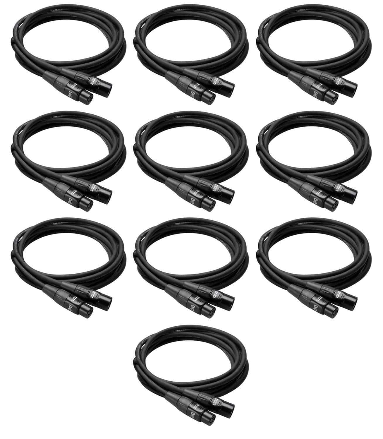 25ft Pro Grade XLR Microphone Cable - 10 Pack