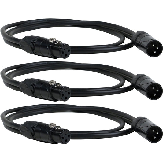 Solena Professional 5ft 3-Pin DMX Lighting Cable 3-Pack