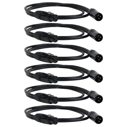 Solena Professional 5ft 3-Pin DMX Lighting Cable 6-Pack