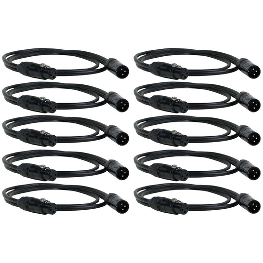 Solena Professional DMX Lighting Cable 5-Foot (10-Pack)