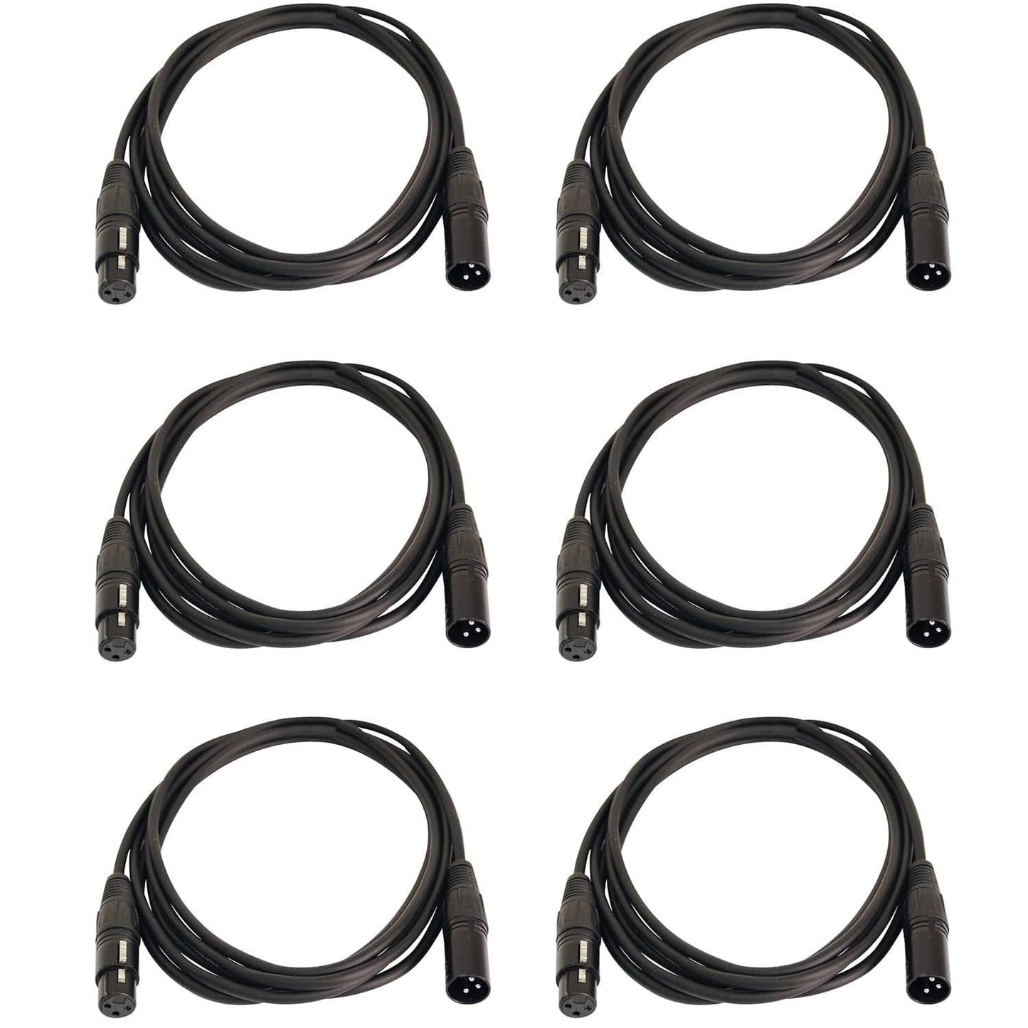 Solena Professional 10ft 3-Pin DMX Lighting Cable 6-Pack