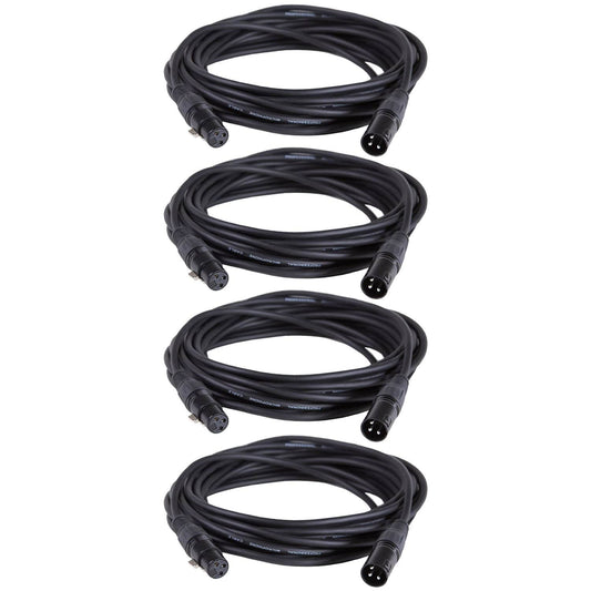 Solena Professional 25-Foot XLR to XLR Microphone Cable 4-Pack