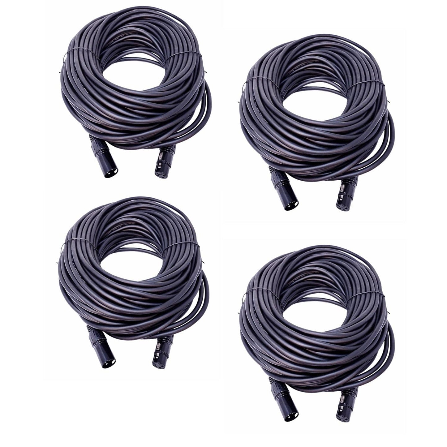 Solena Professional 100ft 3-Pin DMX Lighting Cable 4-Pack