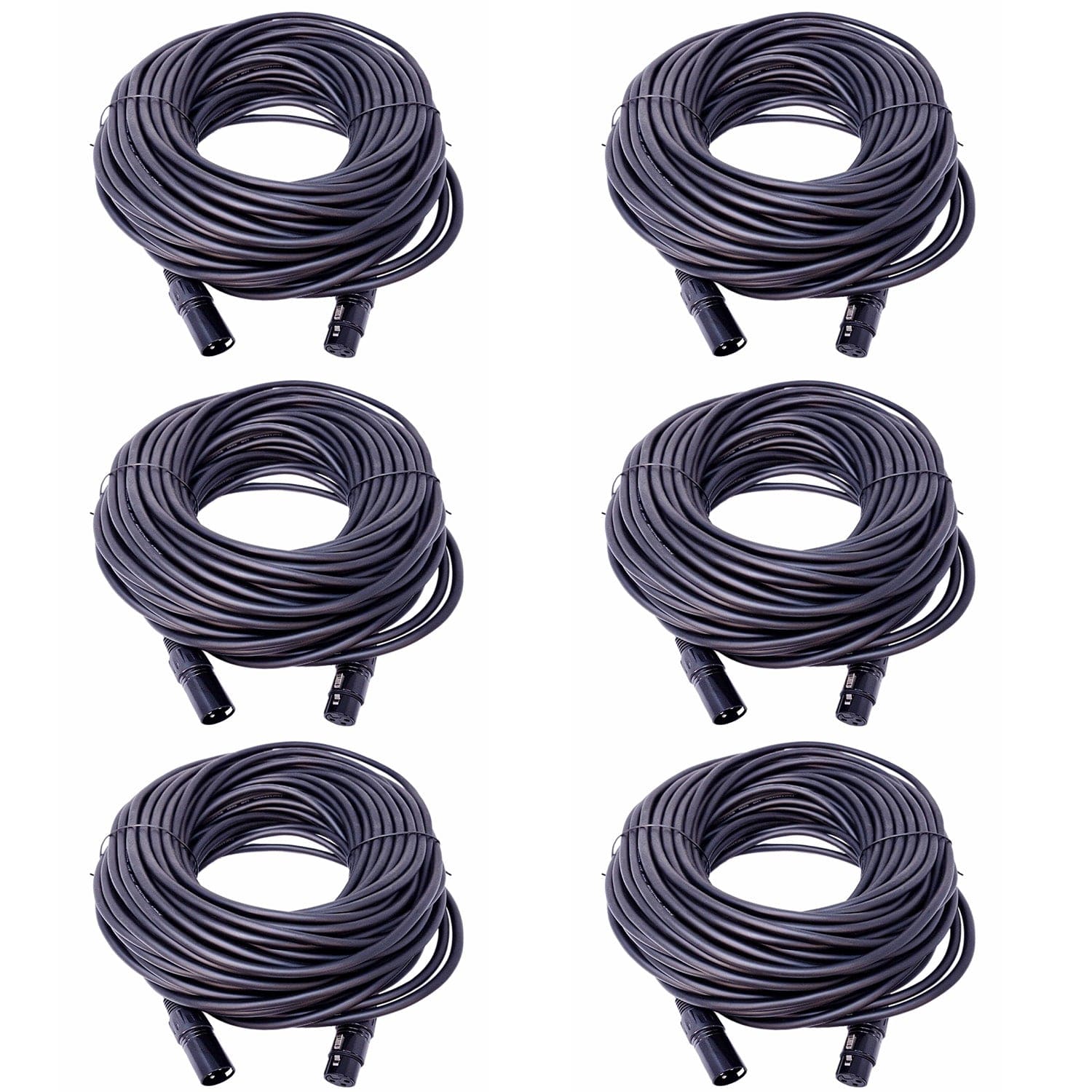 Solena Professional 100ft 3-Pin DMX Lighting Cable 6-Pack