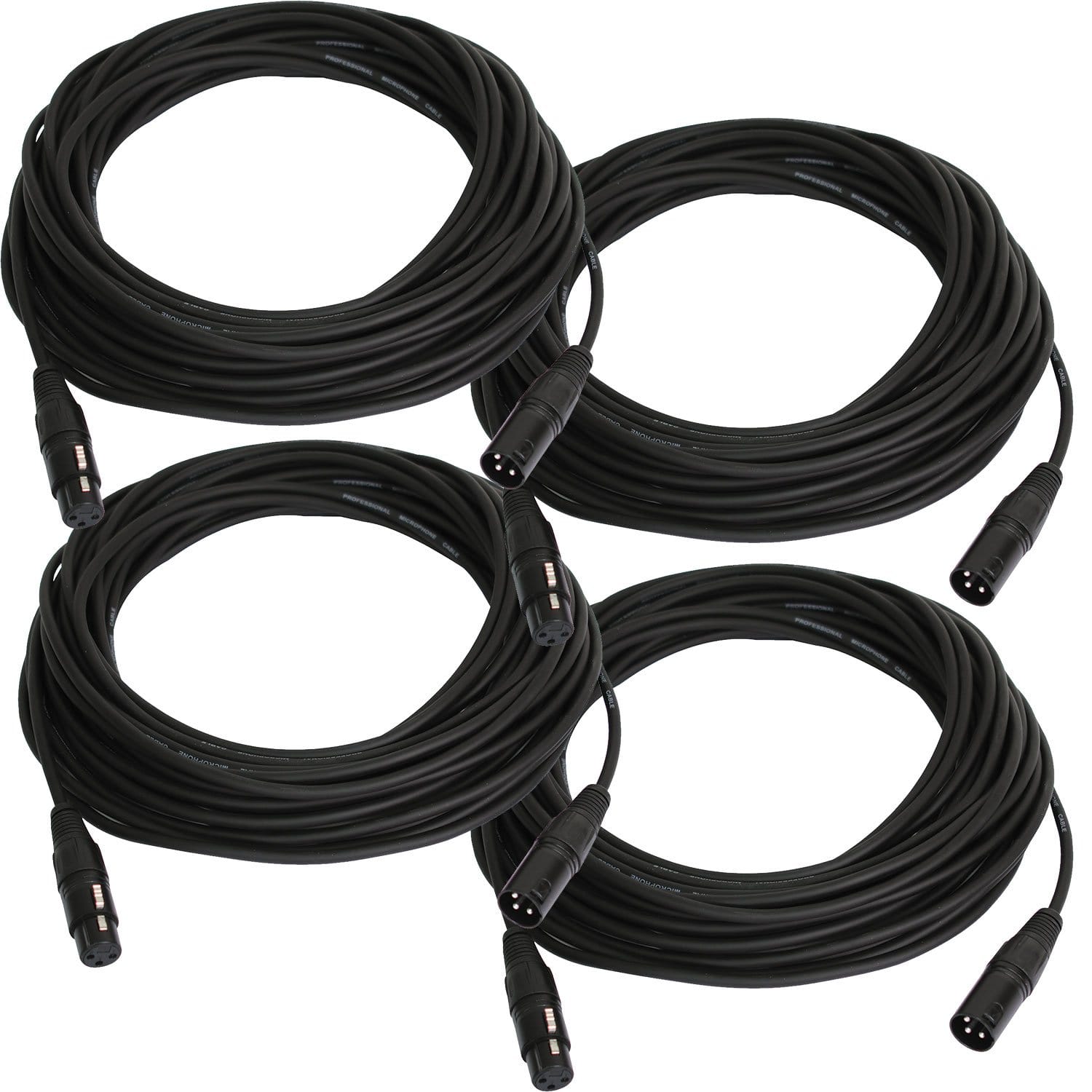 Solena Professional 50ft XLR to XLR Microphone Cable 4-Pack