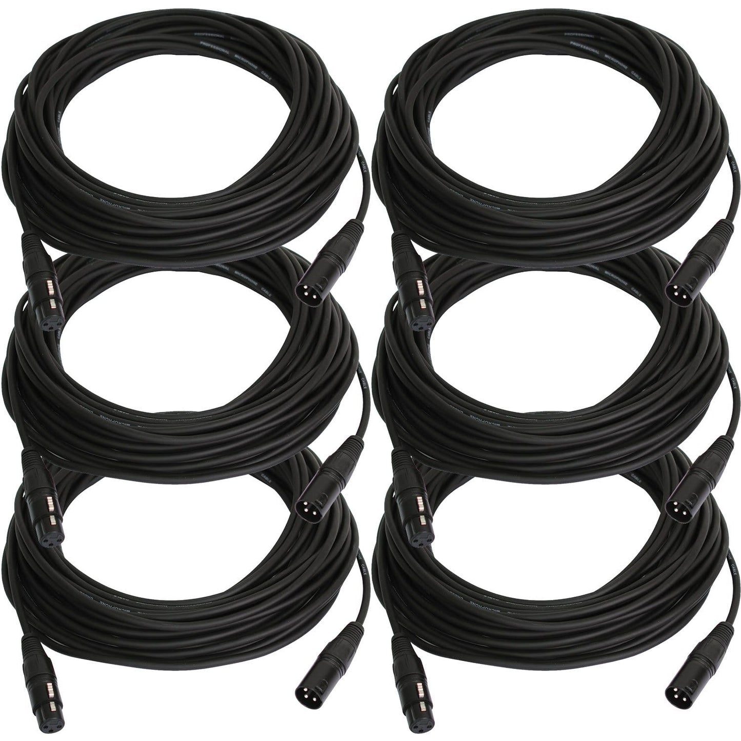 Solena Professional 50ft XLR to XLR Microphone Cable 6-Pack