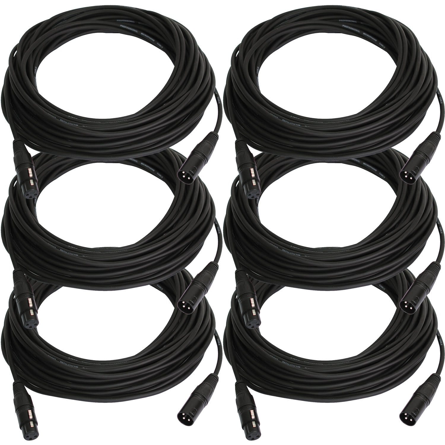 Solena Professional 50ft XLR to XLR Microphone Cable 6-Pack