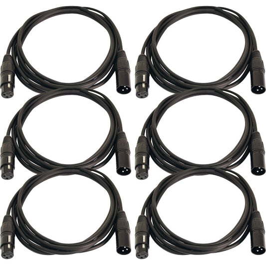 Solena Professional 10ft XLR to XLR Microphone Cable 6-Pack