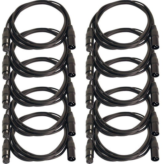 Solena Professional 10ft XLR to XLR Microphone Cable 10-Pack