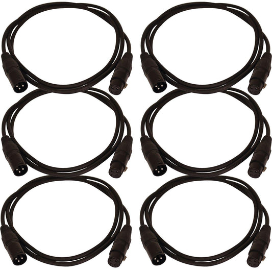 Solena Professional 5ft XLR to XLR Microphone Cable 6-Pack