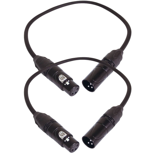 Solena Professional 1.5ft 3-Pin DMX Lighting Cable Pair