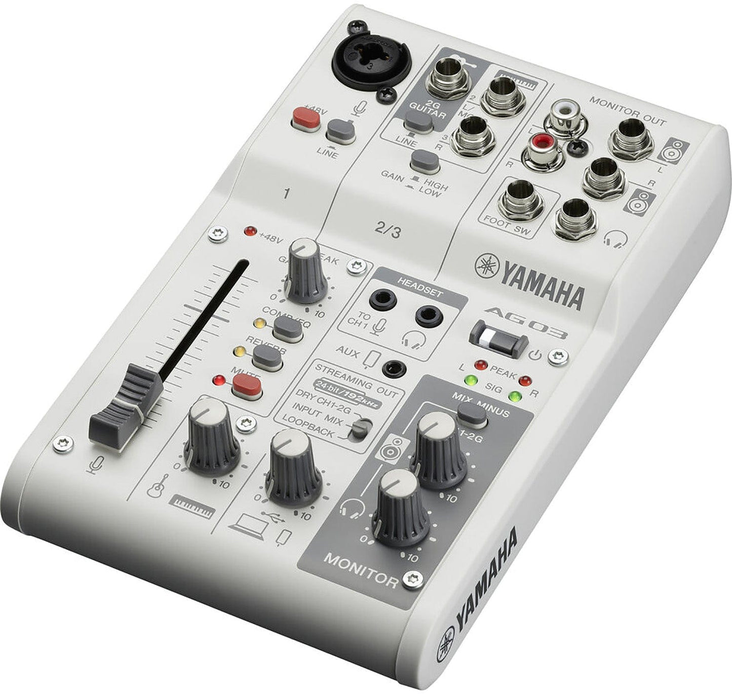 Yamaha AG03MK2-W 3-Channel Mixer / USB Interface for IOS/Mac/PC - White