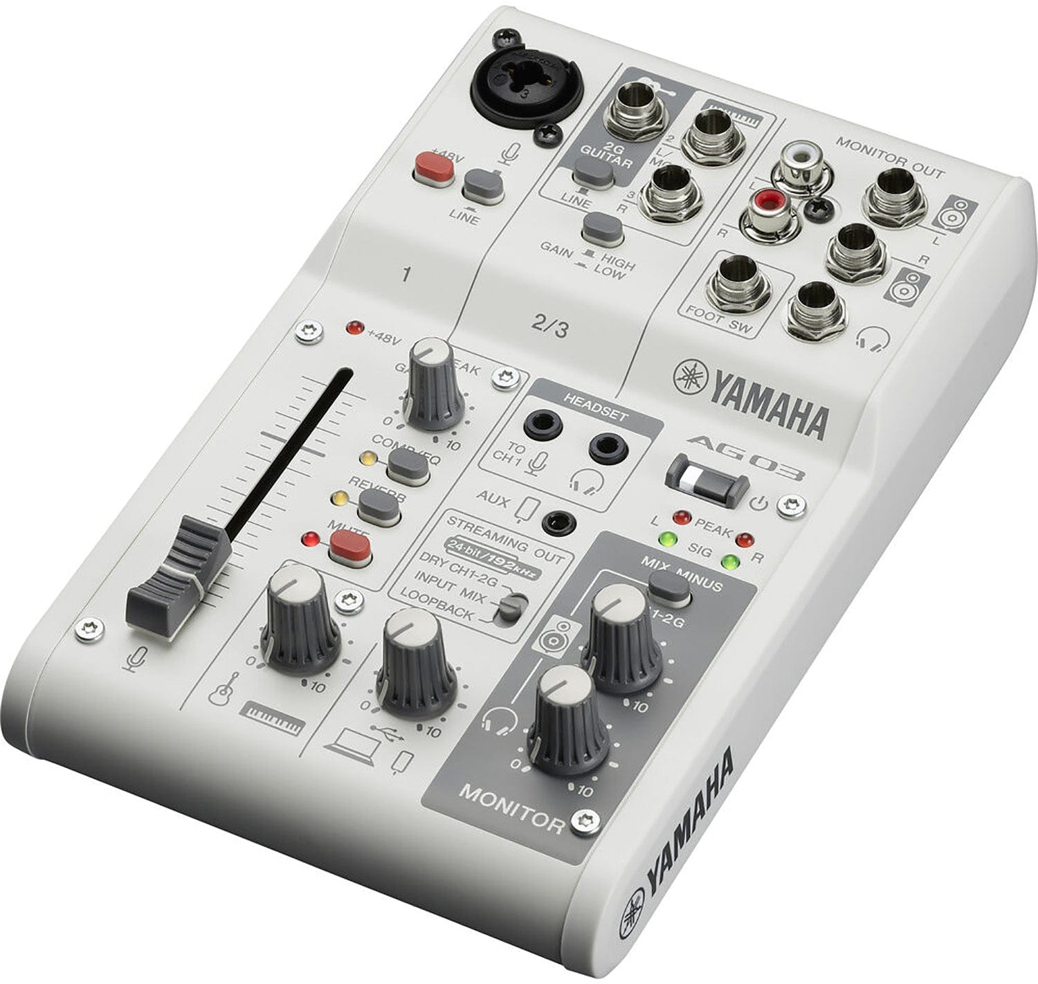 Yamaha AG03MK2-W 3-Channel Mixer / USB Interface for IOS/Mac/PC - White