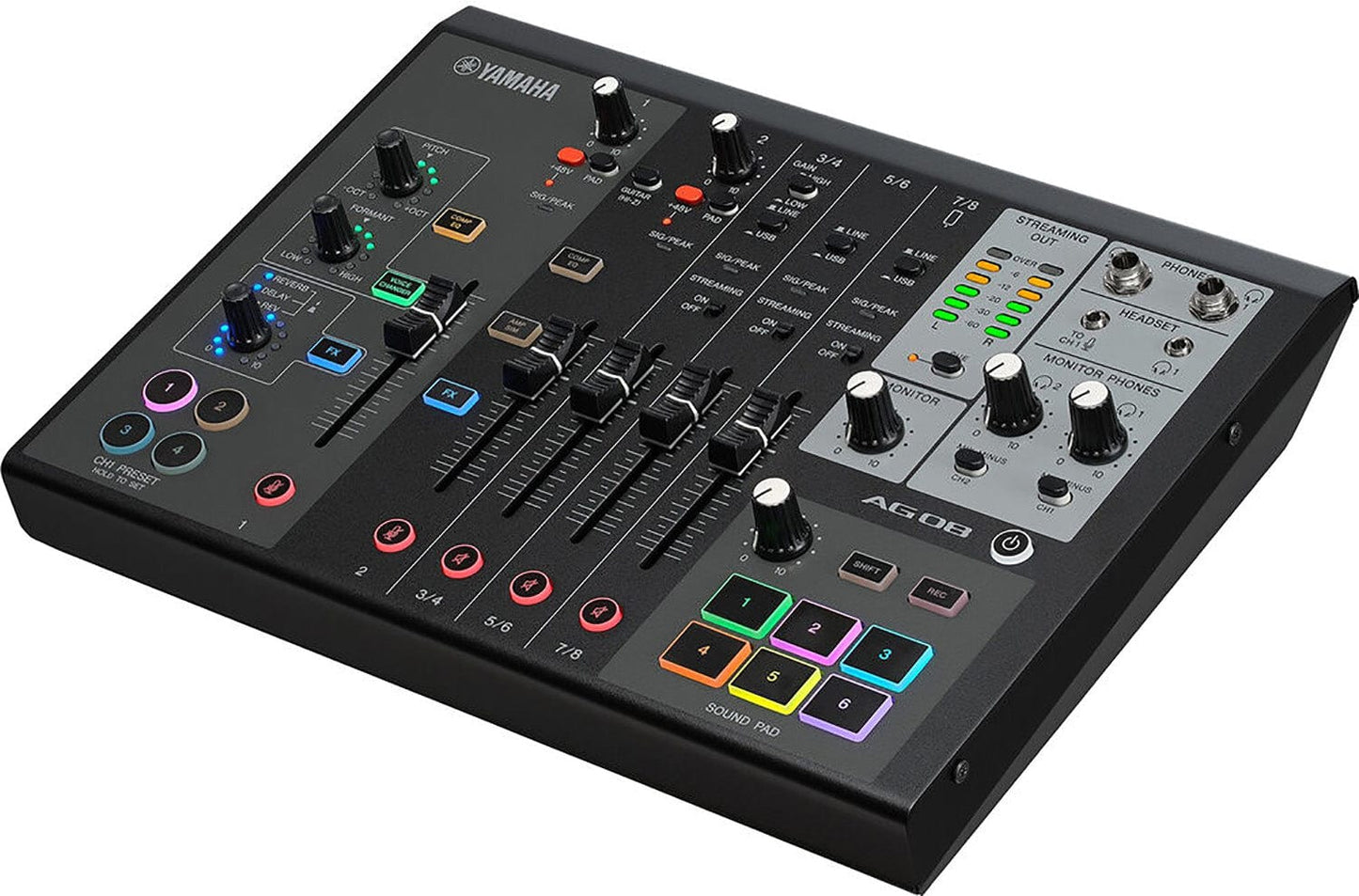 Yamaha AG08-B 8-Channel Mixer/USB Interface for IOS/Mac/PC - Black