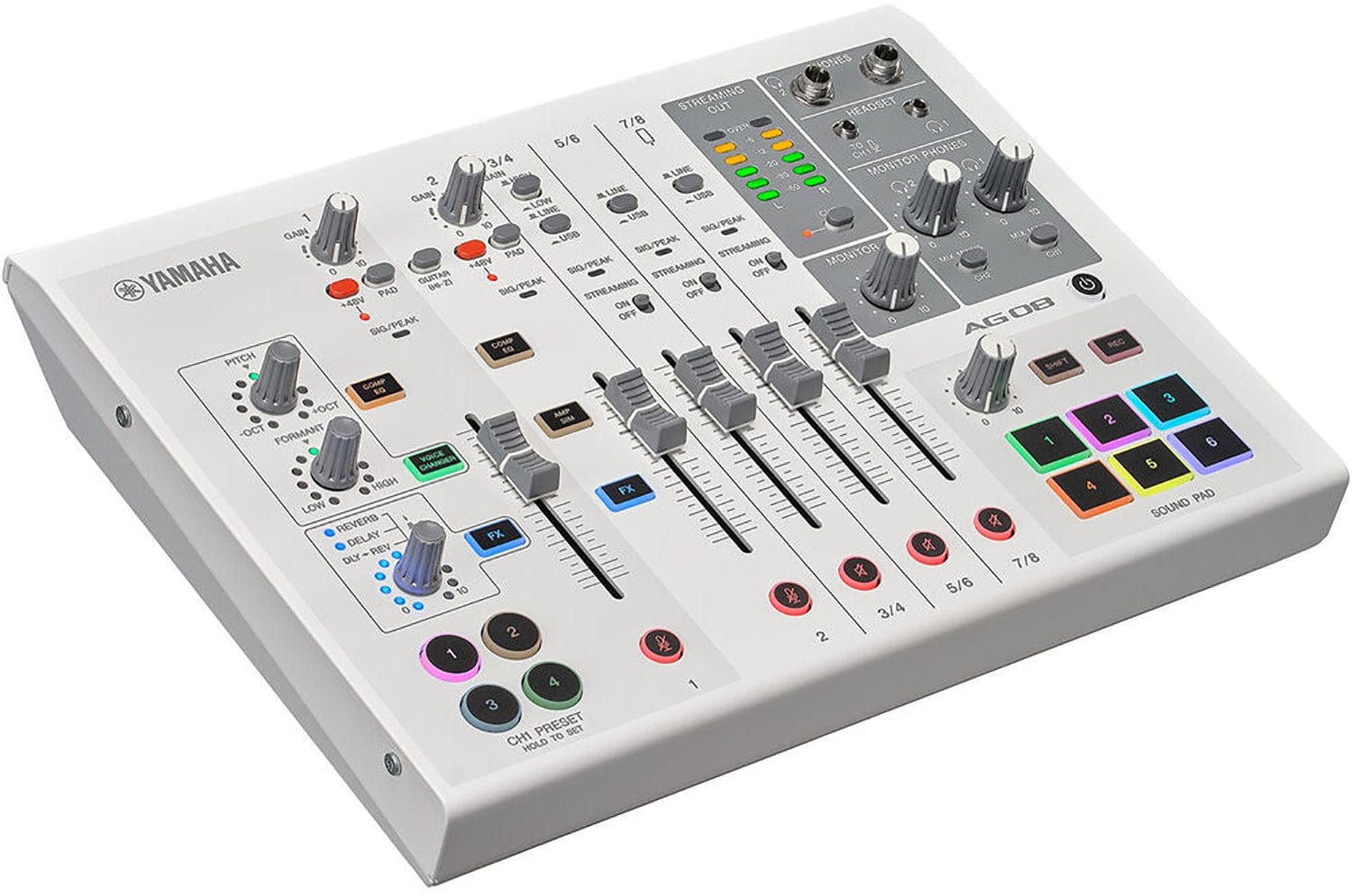 Yamaha AG08-W 8-Channel Mixer/USB Interface for IOS/Mac/PC - White