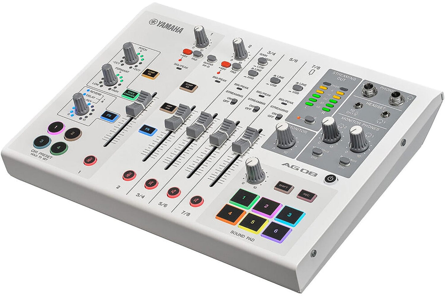 Yamaha AG08-W 8-Channel Mixer/USB Interface for IOS/Mac/PC - White