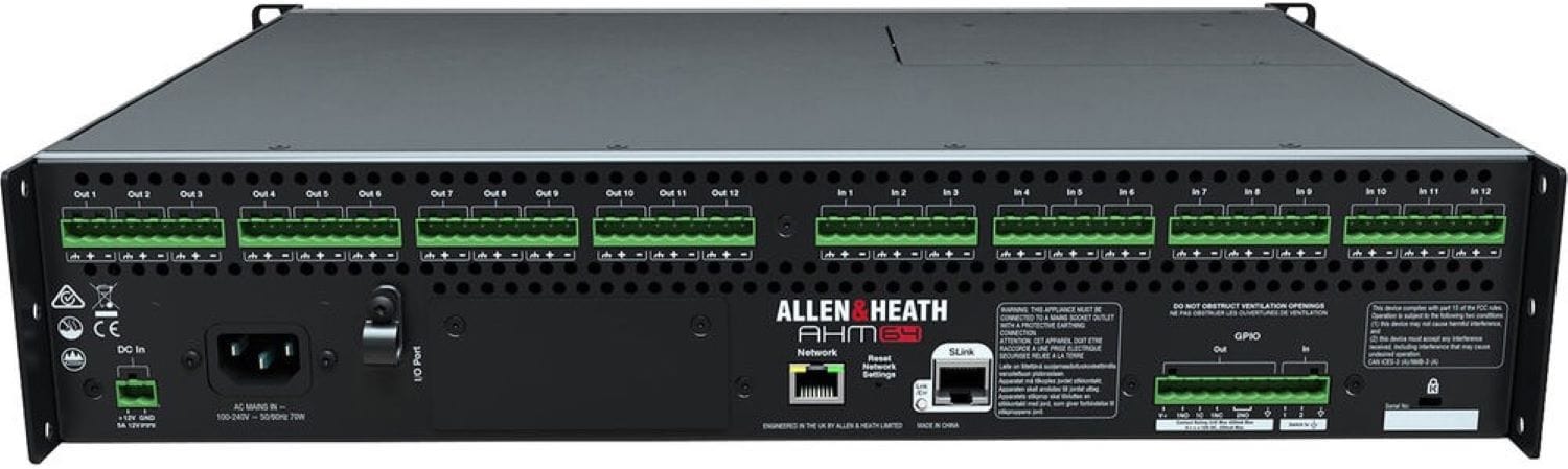 Allen & Heath AH-AHM-64 64x64 Audio Matrix Processor Compatible with IP1/IP6/IP8 Remote Control