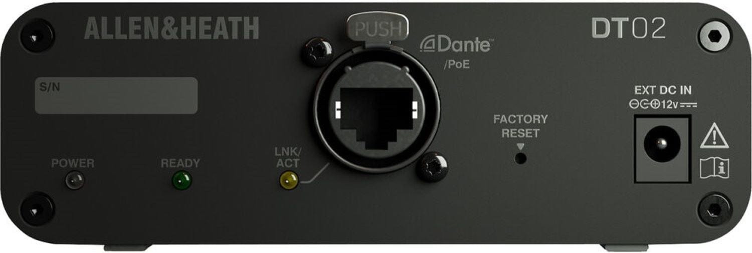 Allen & Heath AH-DT-02-X 2-Out Dante Output Expander with XLR/PoE/DC - Switchable 48kHz / 96kHz