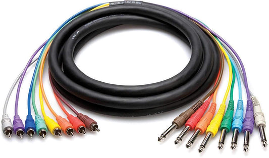 6.6 Ft 8-Ch Snake RCA (M) to 1/4 (M) Unbalanced