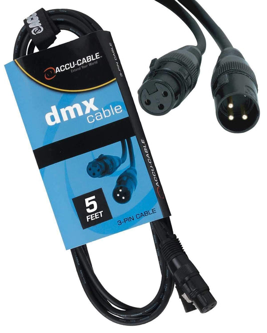 Accu-Cable 3-Pin XLR DMX Light Cable 5 Foot