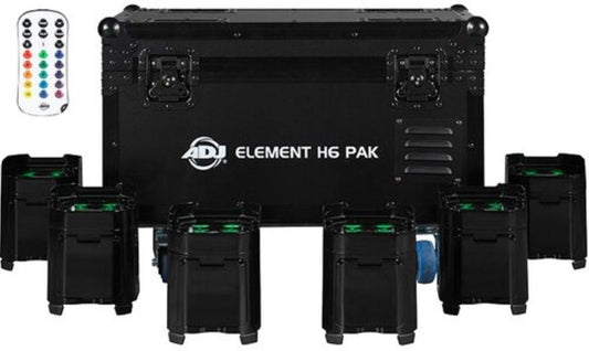 ADJ Element H6 Six Pack with Charging Case - Black