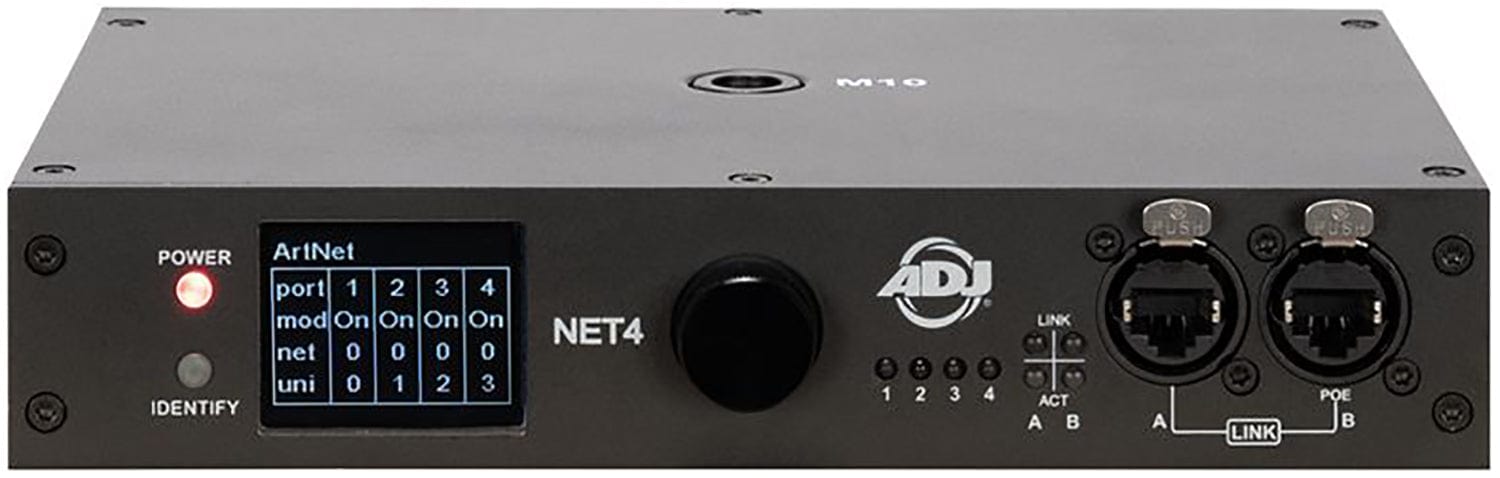 ADJ American DJ NET-4 4-Port DMX Over Ethernet Node with Wired Digital Communication Network