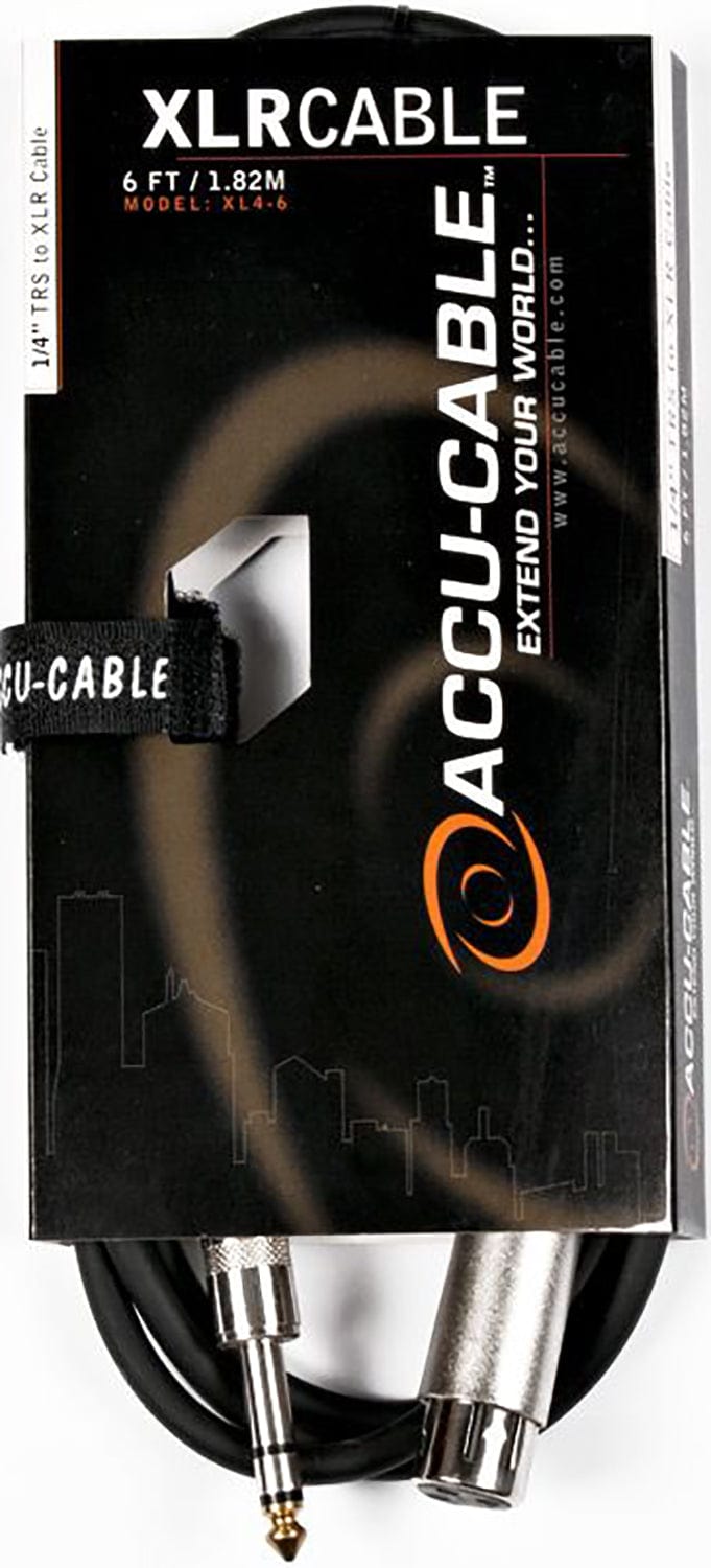 Accu-Cable XL4-6 6-Foot 1/4-Inch TRS to XLR Cable