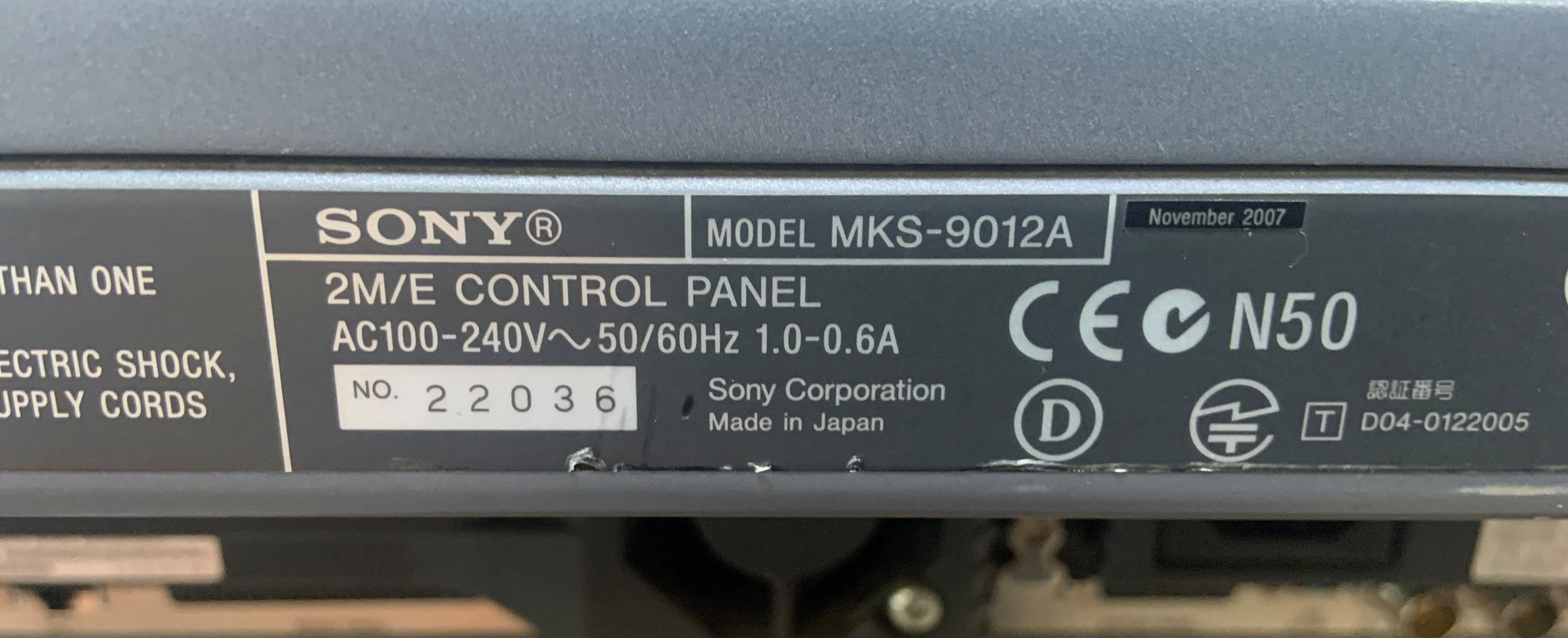 Sony MKS9012A MVS8000 Control Panel